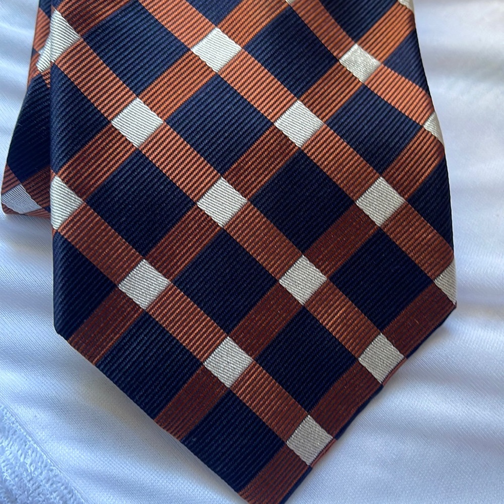 Alex cannon brown blue silk tie